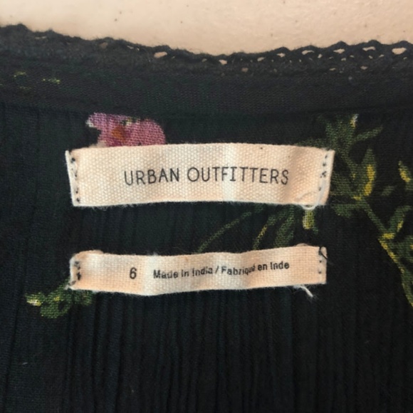 UO Marie Prairie Wrap Jumpsuit Black Floral Pants - Picture 8 of 8